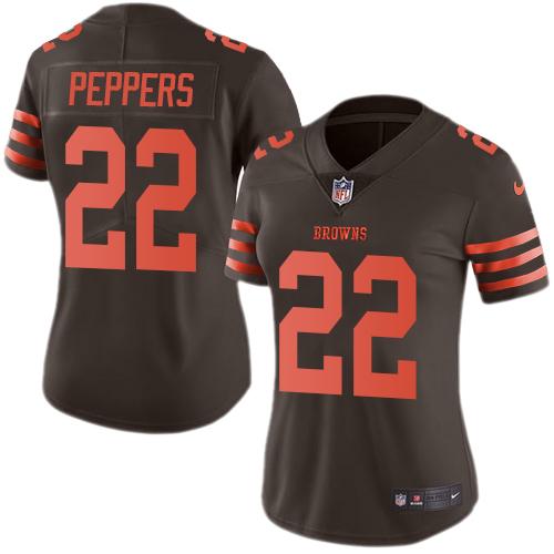 Nike Browns #22 Jabrill Peppers Brown Women's Stitched NFL Limited Rush Jersey